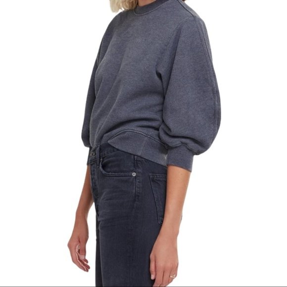 New, Agolde "Thora" Graphite Heather Sweatshirt XS - Picture 3 of 8